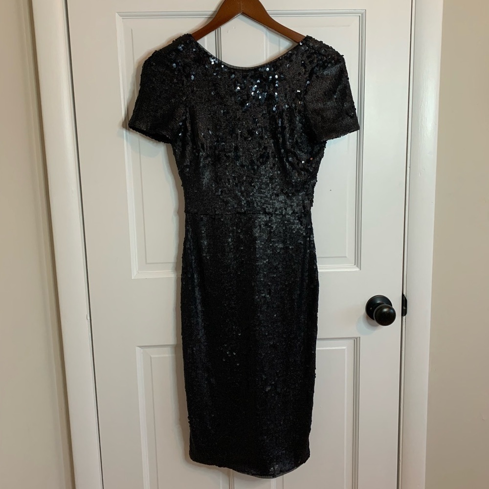 BCBGMaxAzria Black Sequin Midi Dress